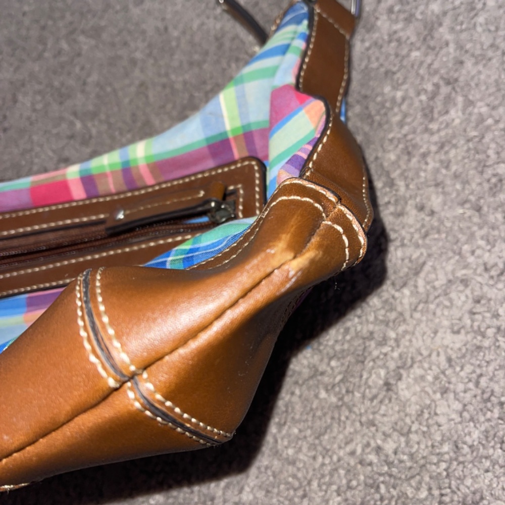 Chaps Luxemberg Blue Madras Plaid Purse - Picture 3 of 7